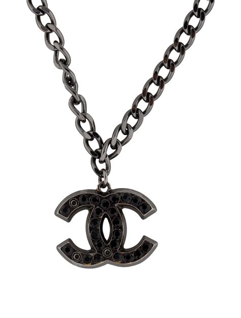 chanel necklace black|Chanel long necklace with logo.